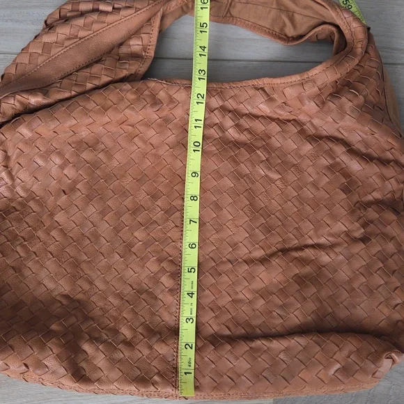 Vintage Woven Leather Brown Slouchy Purse Bag